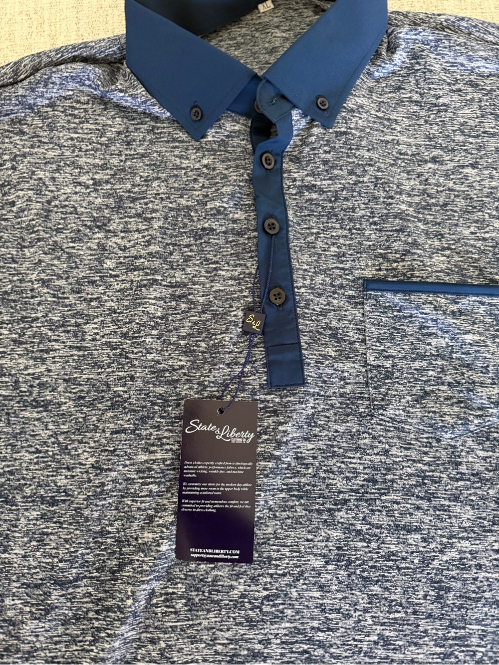 Brand new navy heather State & Liberty men’s polo in size XL 🔥